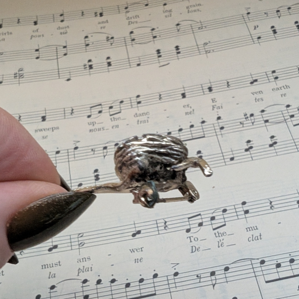 Silver Bird Nest Brooch with Pearls - Picture 6 of 12